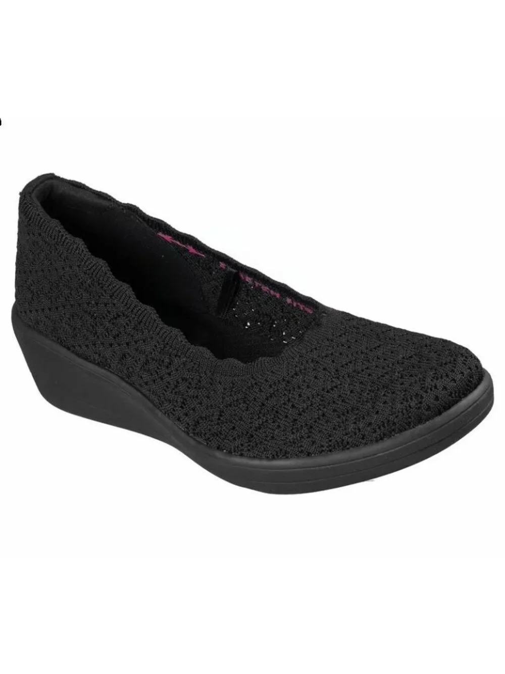 Skechers Black Relaxed Newport Wedge Softly Stitched Comfort Shoes Women 7.5